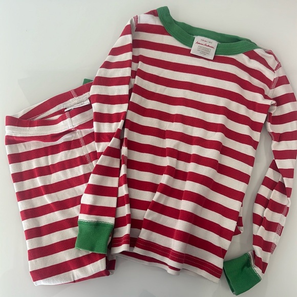 Hanna Andersson red white green stripe Christmas long sleeve pajamas pj … - Picture 1 of 4